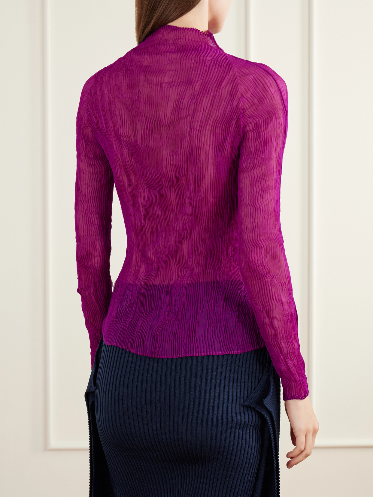 Twist Plissé-Chiffon Top