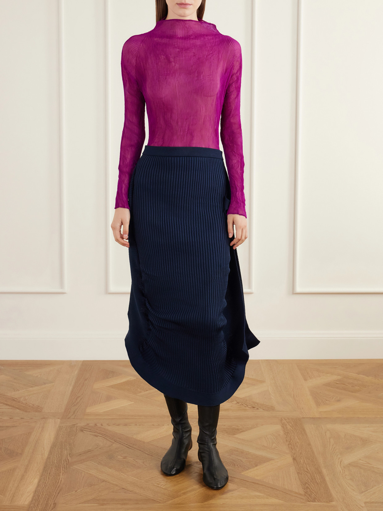 Twist Plissé-Chiffon Top
