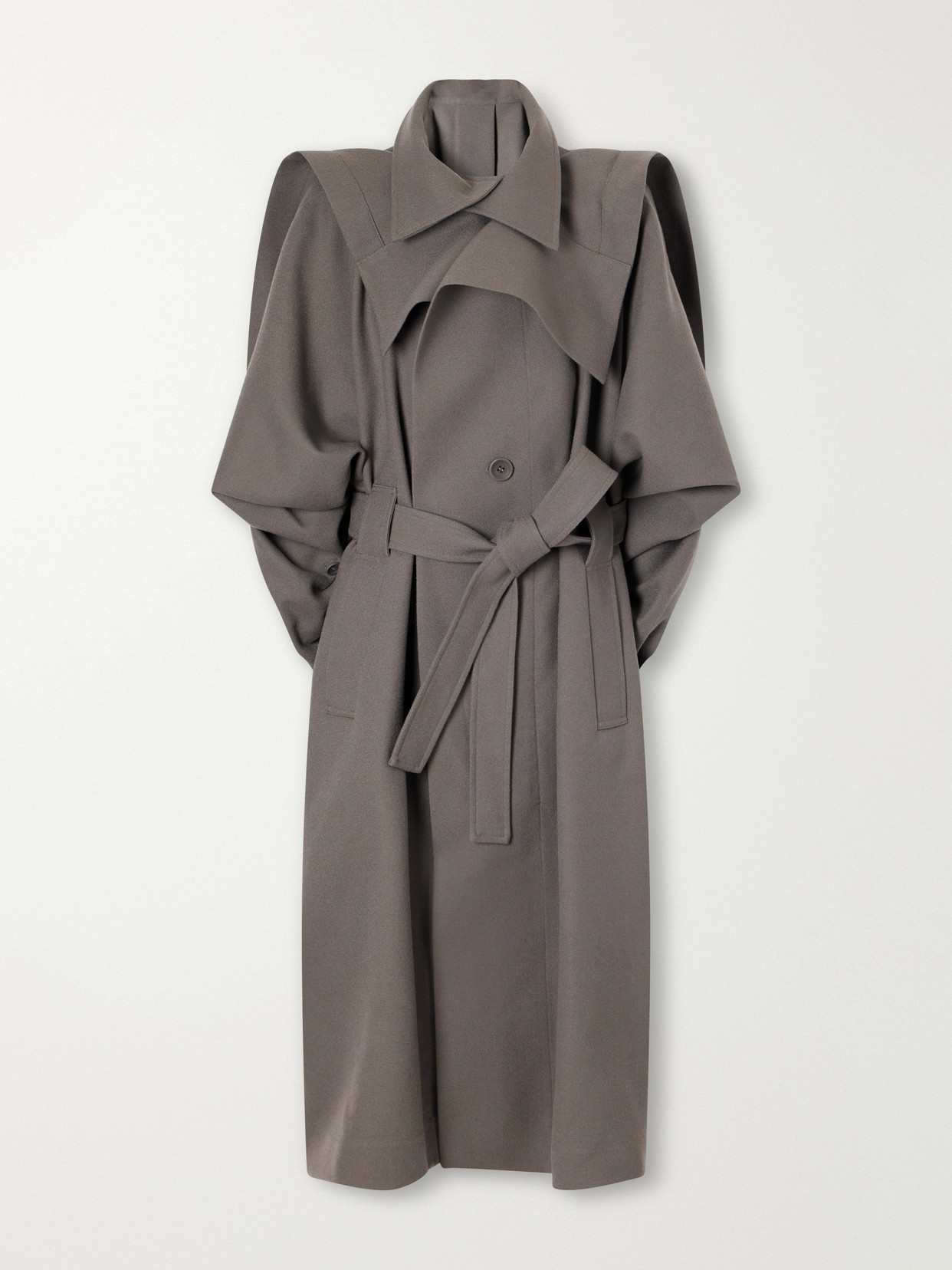Calligraph Layered Belted Worsted-Wool Coat