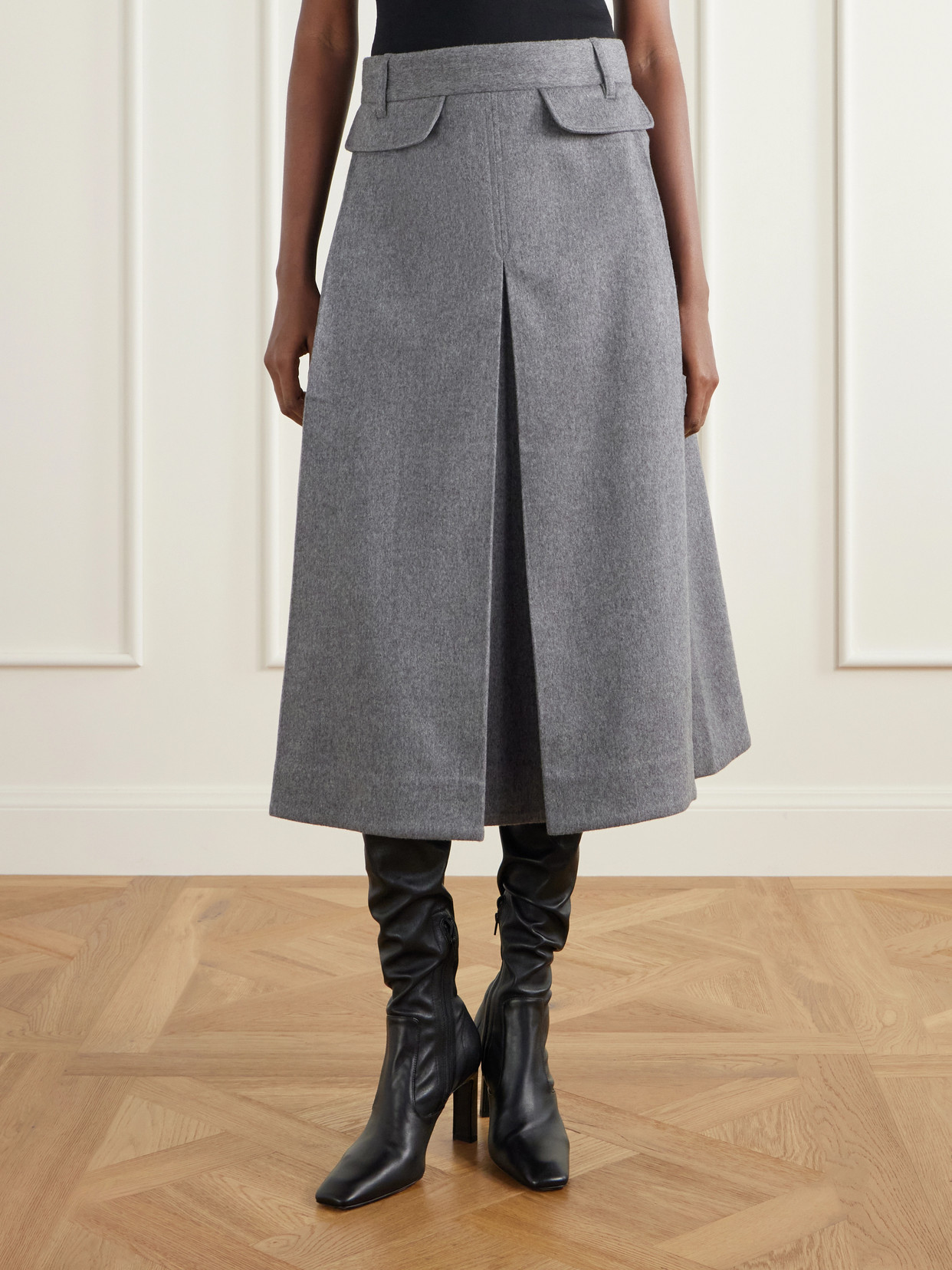 Pleated Wool And Cashmere-Blend Midi