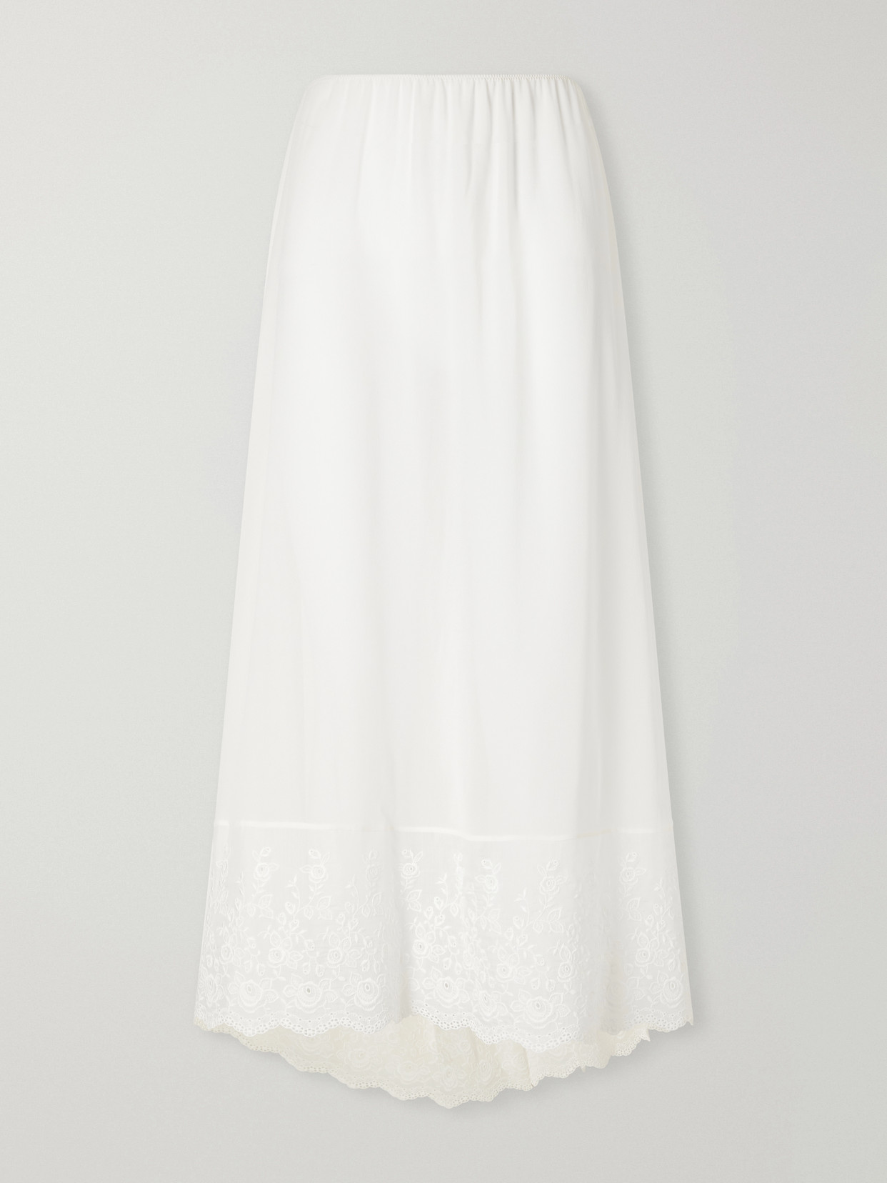 Broderie Anglaise-Trimmed Silk-Crepe Midi