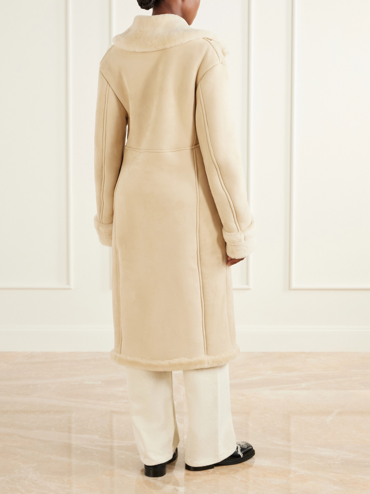 Double-Breasted Shearling Coat