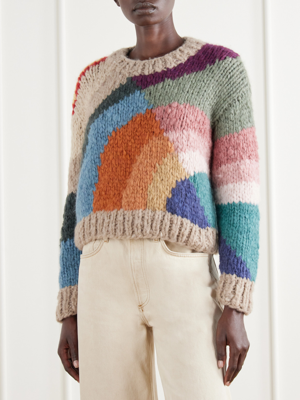 Emilia Jooshi Intarsia-Knit Cashmere Sweater