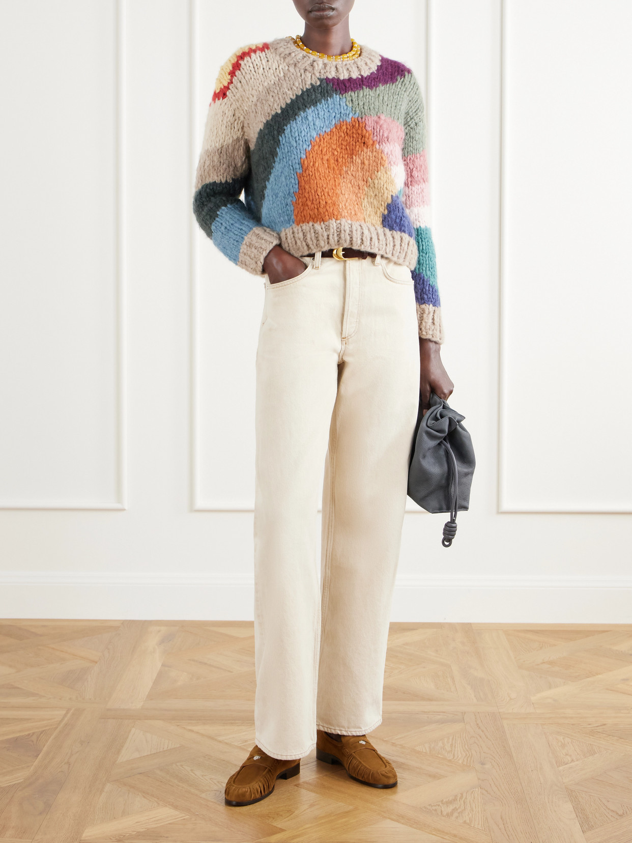 Emilia Jooshi Intarsia-Knit Cashmere Sweater