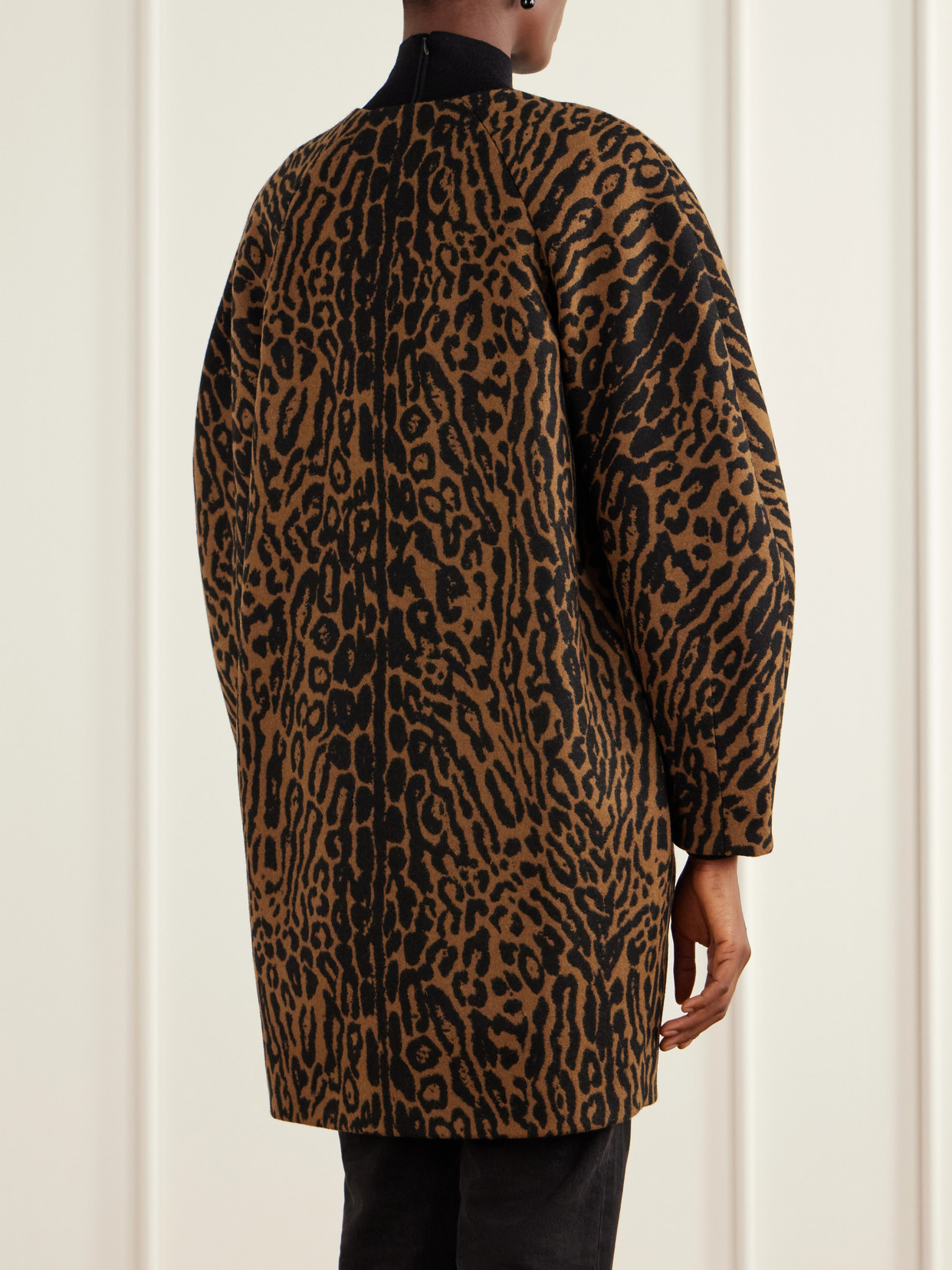 Cocoon Leopard-Jacquard Coat