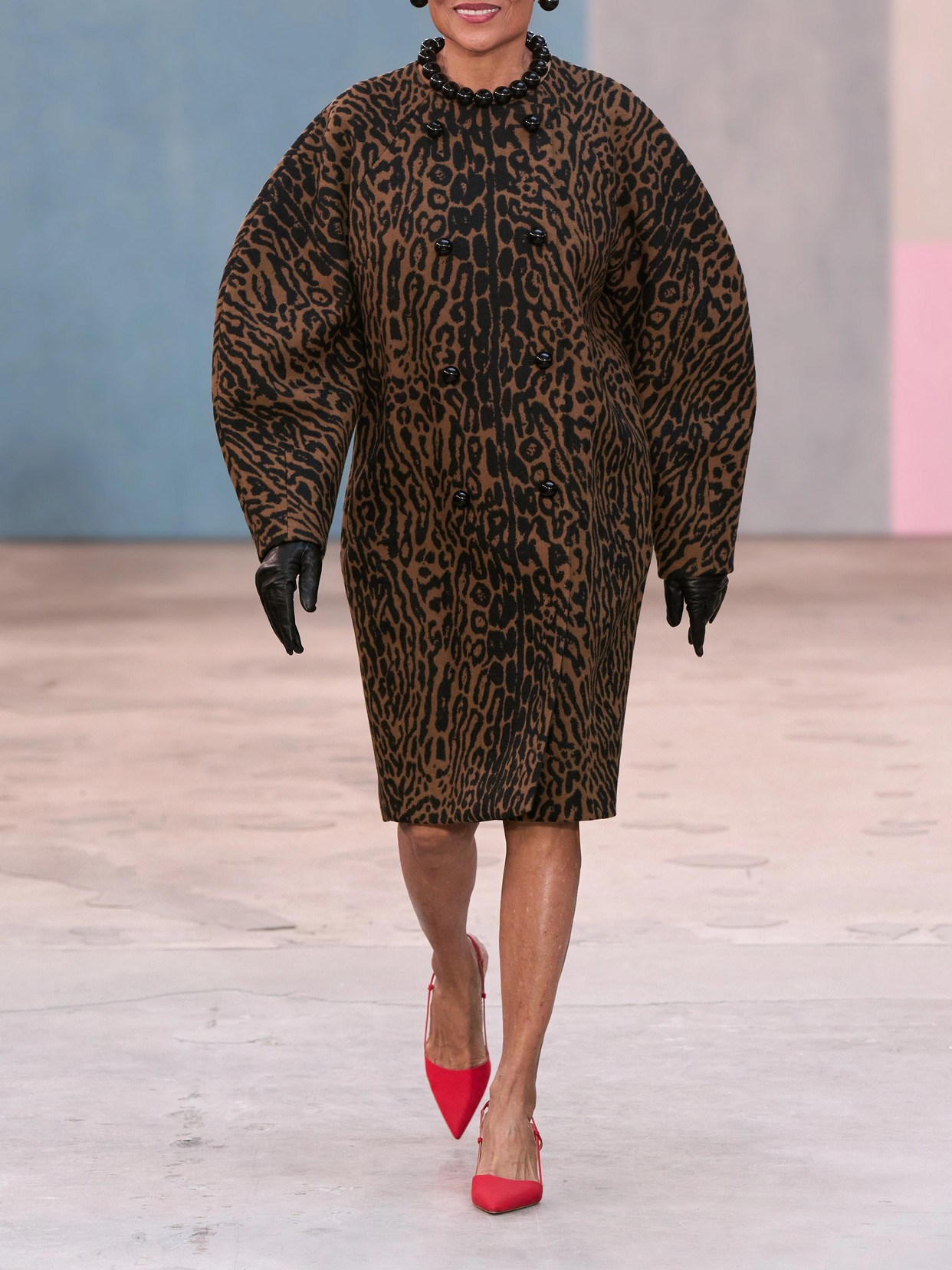 Cocoon Leopard-Jacquard Coat