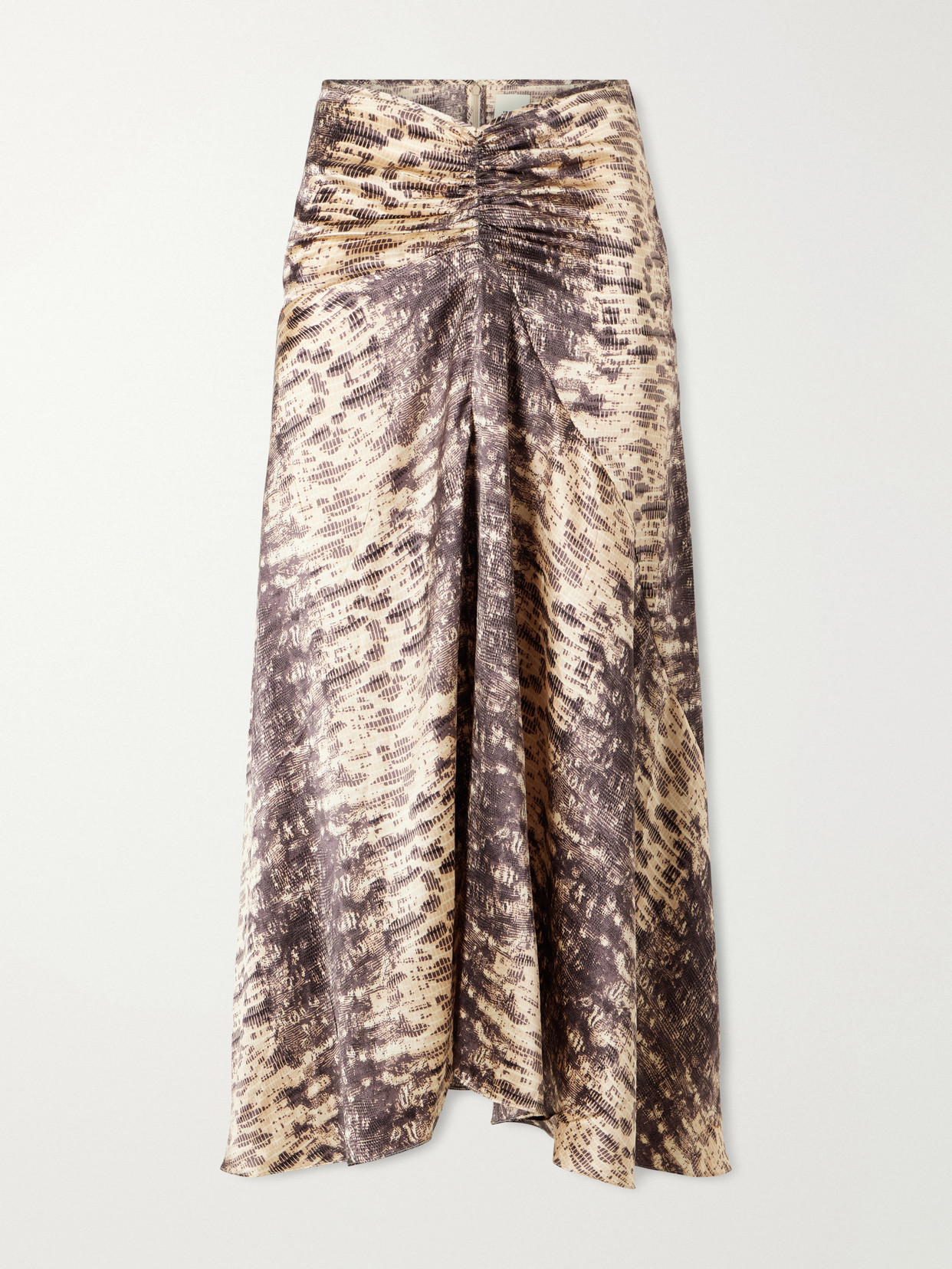 Laren Gathered Printed Silk-Crepe Midi