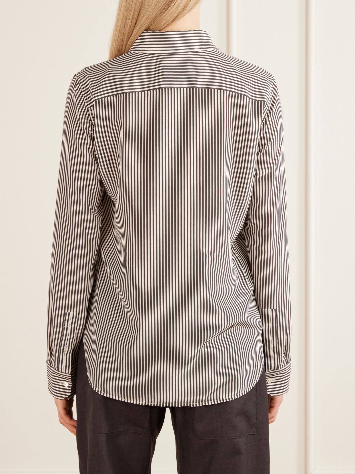 Gaia Striped Silk-Crepe De Chine Shirt