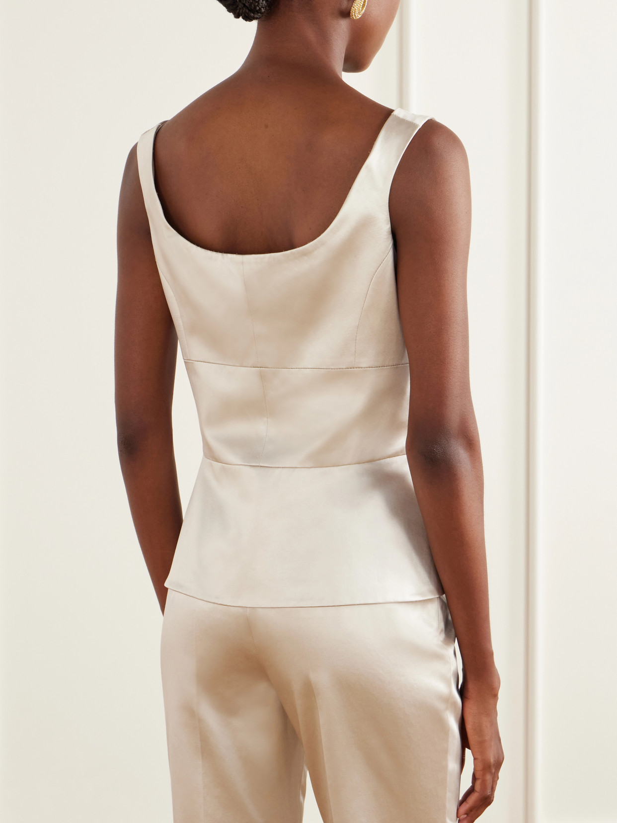 Paneled Cotton-Blend Duchess-Satin Tank