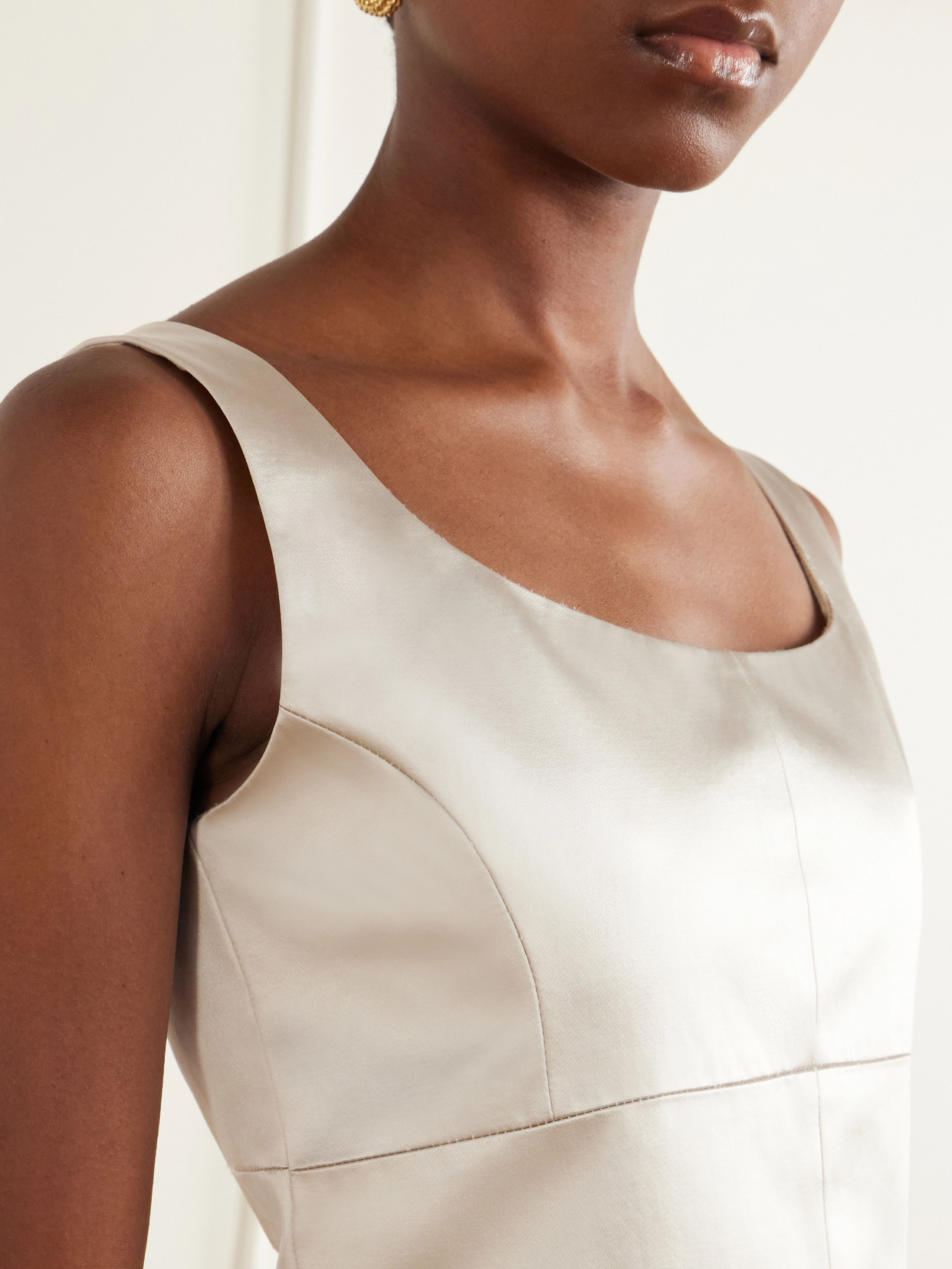 Paneled Cotton-Blend Duchess-Satin Tank