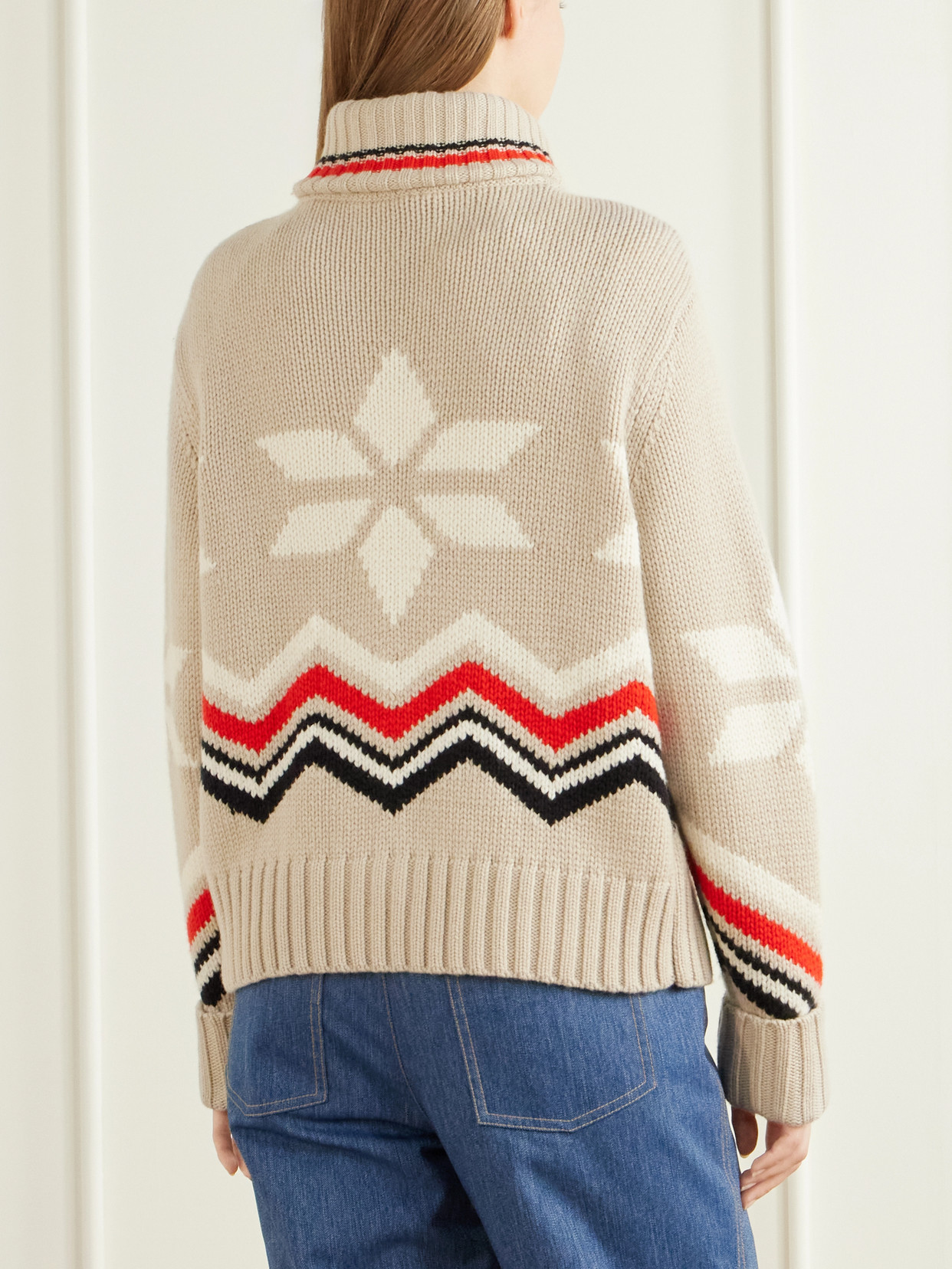 Frances Intarsia-Knit Cashmere Zip-Up Sweater