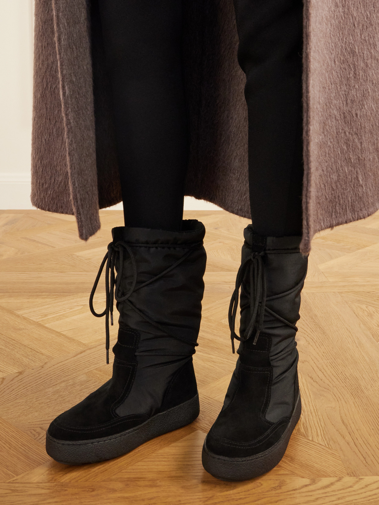 Ltrack Legacy Suede-Trimmed Nylon Knee Boots