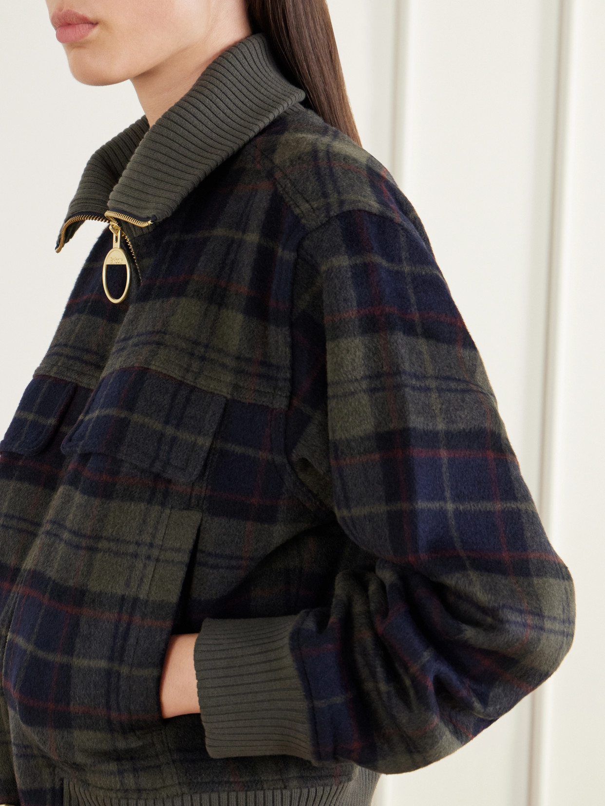 Ivybridge Checked Rib-Trimmed Wool-Blend Flannel Jacket