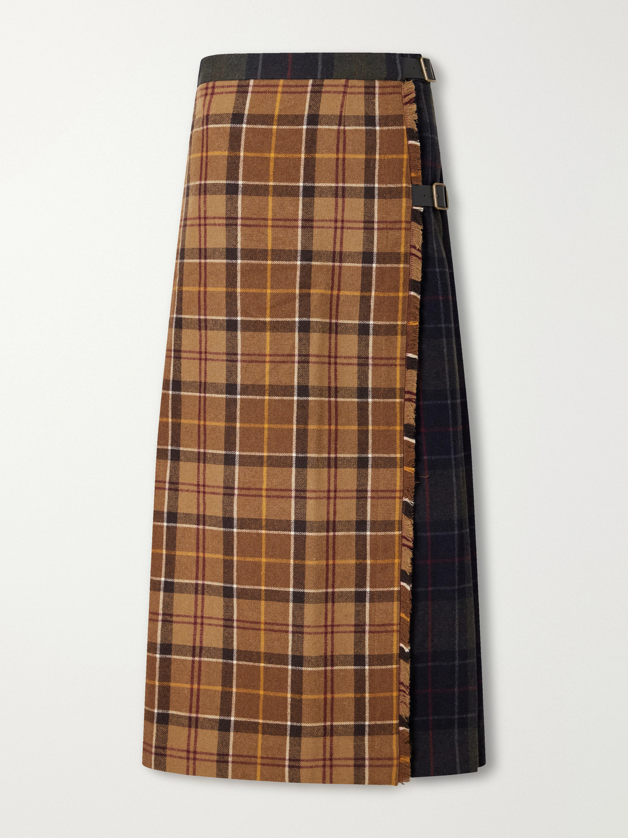 Hazelwood Two-Tone Pleated Checked Flannel Midi