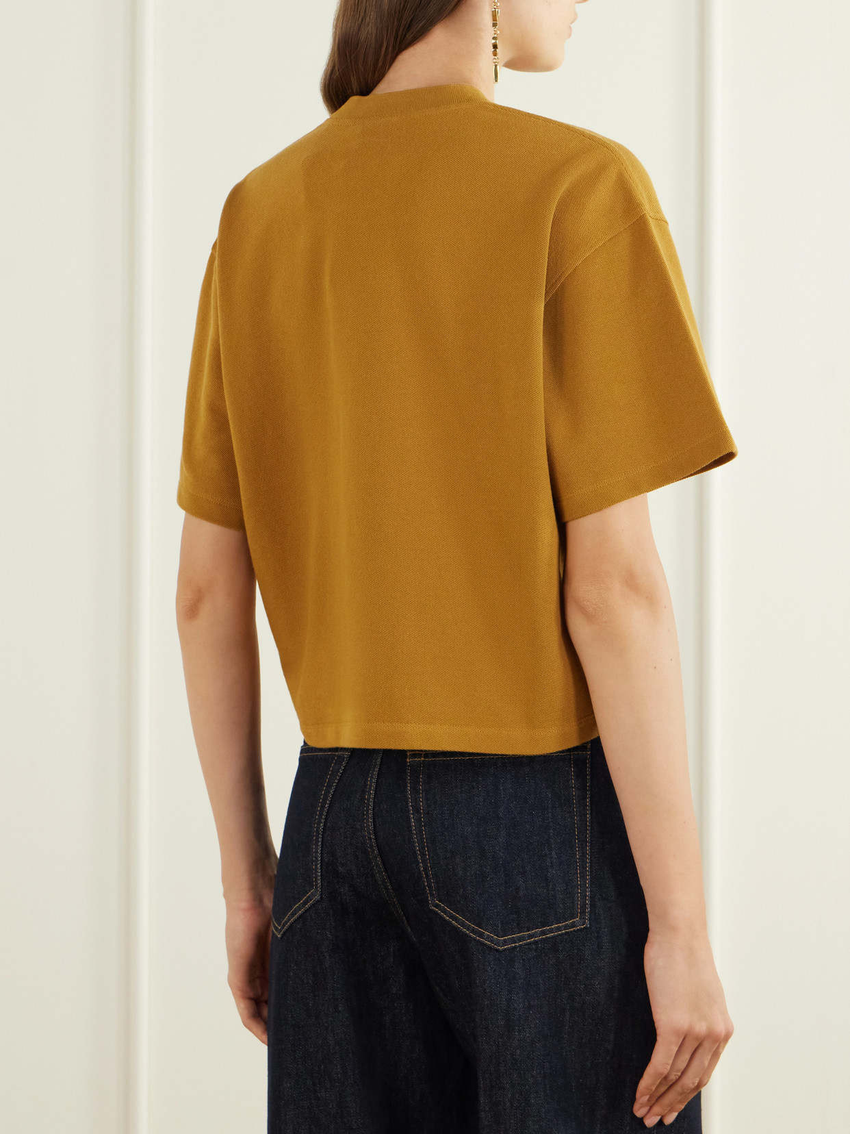 Cassandre-Embroidered Cotton-Piqué T-Shirt