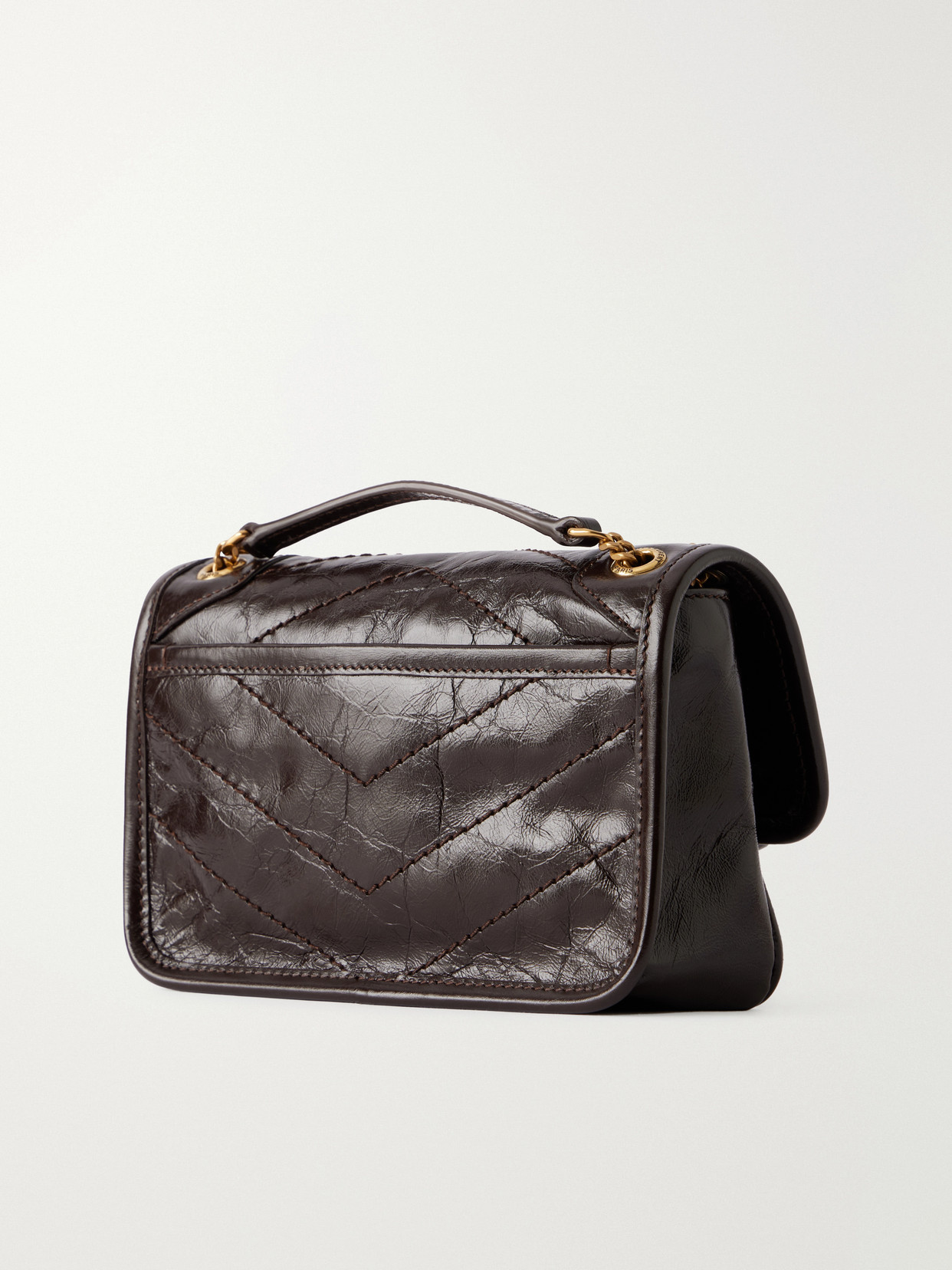 Niki Mini Cassandre-Embellished Crinkled-Leather Shoulder Bag