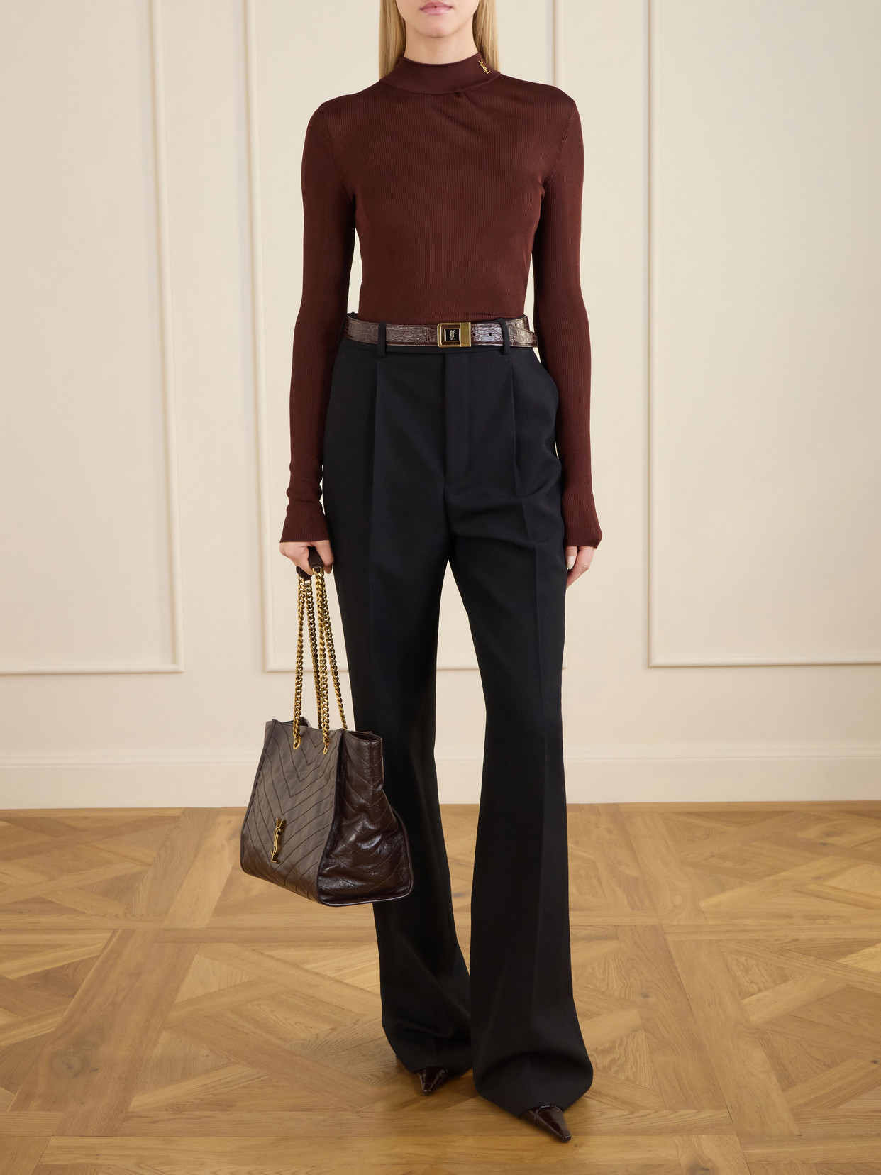 Niki Crinkled-Leather Tote