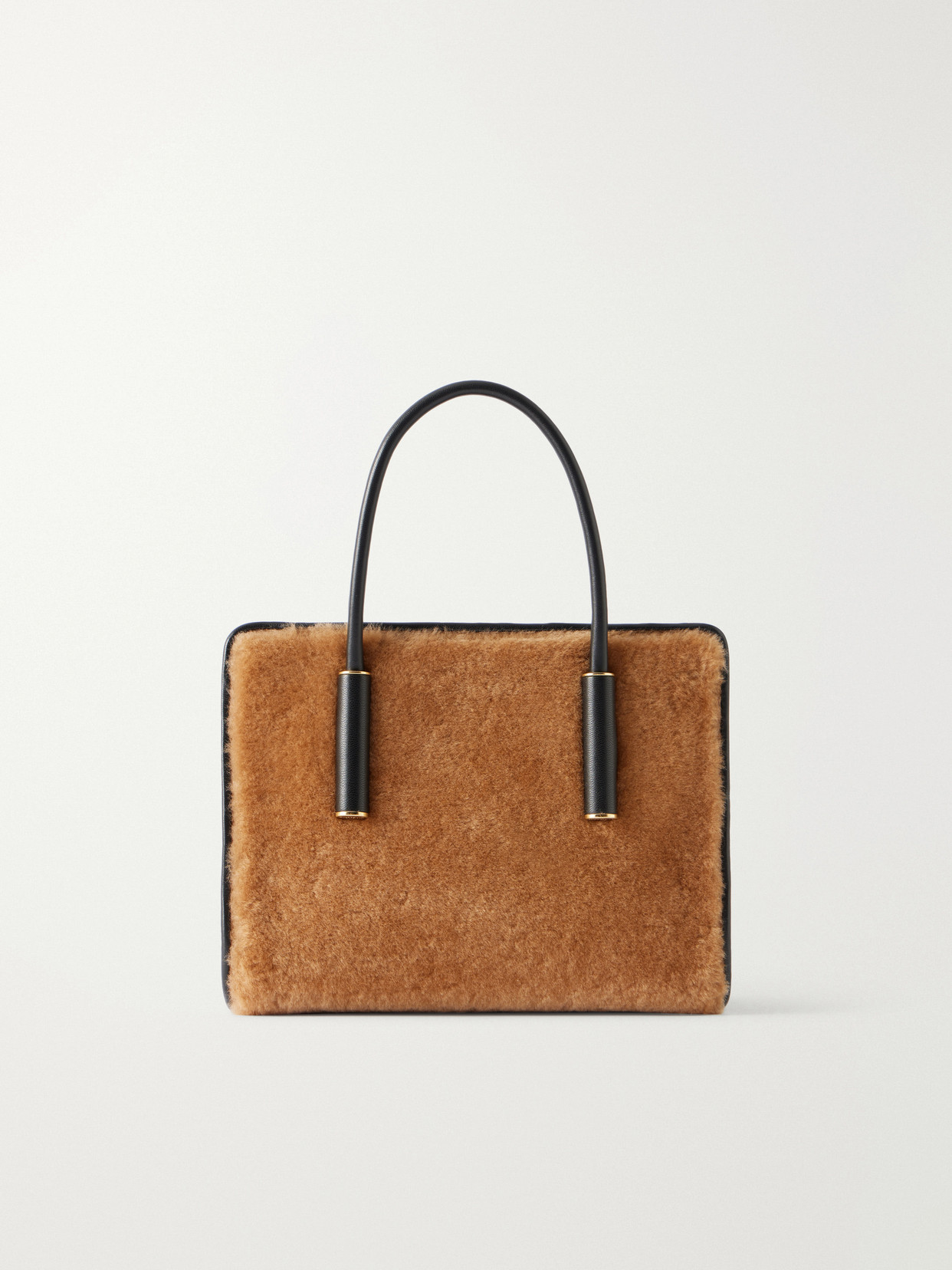 Shearling And Intrecciato Leather Tote