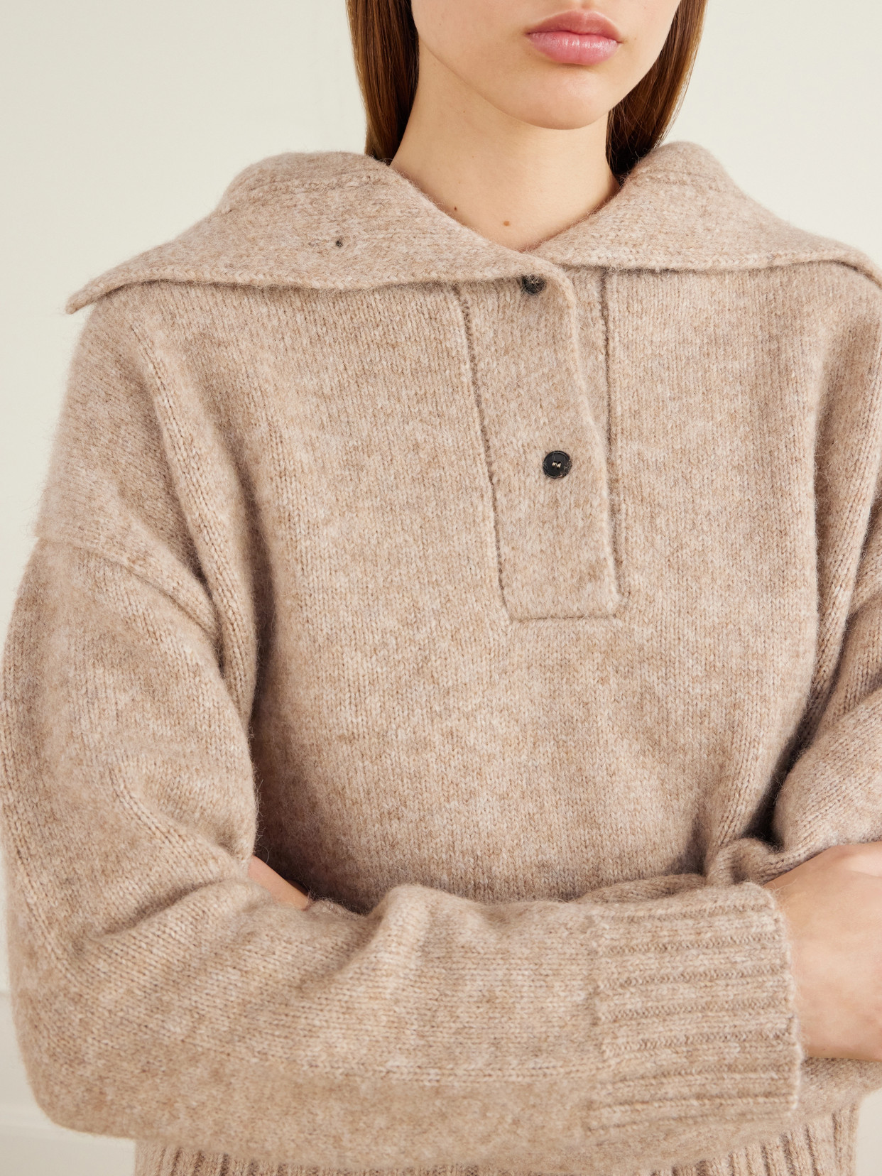 Alpaca-Blend Polo Sweater