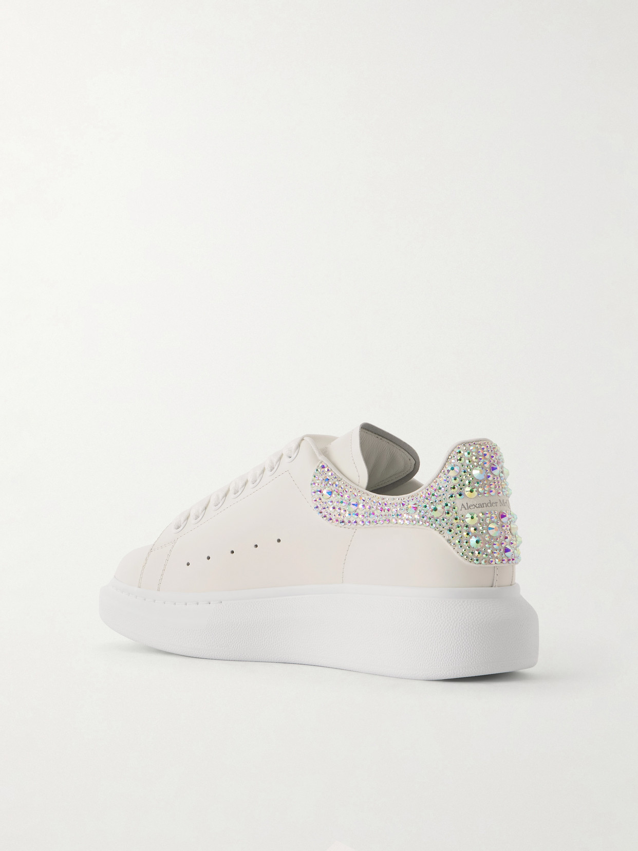 Embellished Suede-Trimmed Leather Sneakers