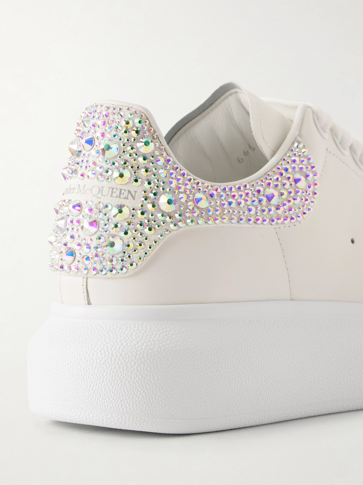 Embellished Suede-Trimmed Leather Sneakers