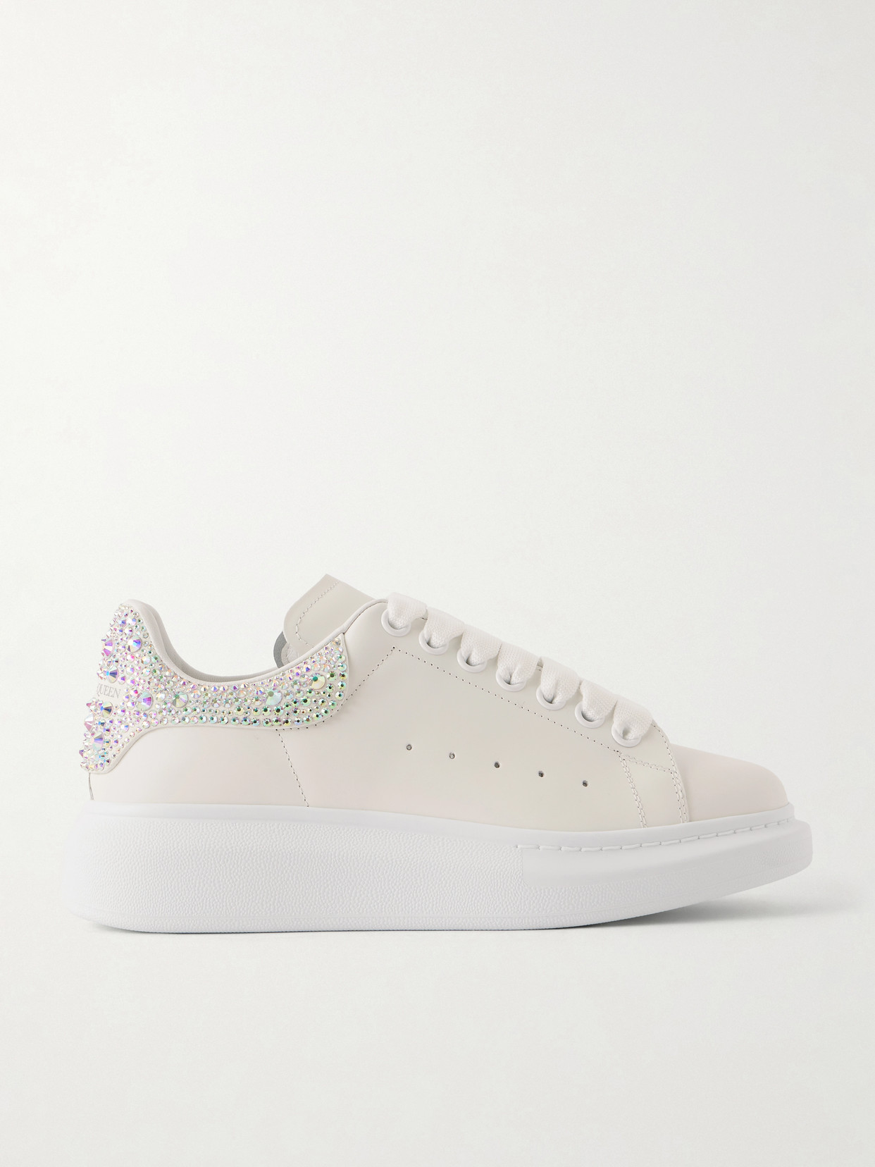Embellished Suede-Trimmed Leather Sneakers